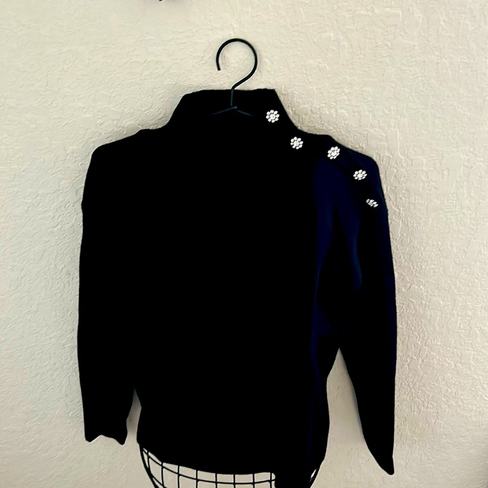 Black holiday embellished turtleneck sweater